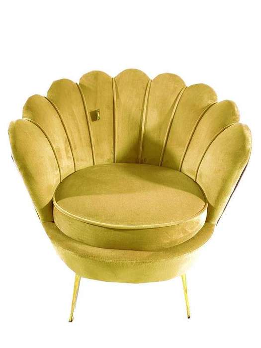 SMTE Tulip Sofa Chair Gold Legs - Mustard with keychain