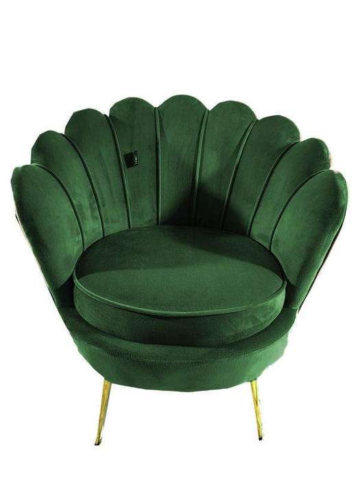 SMTE Tulip Sofa Chair Gold Legs - Emerald Green with keychain