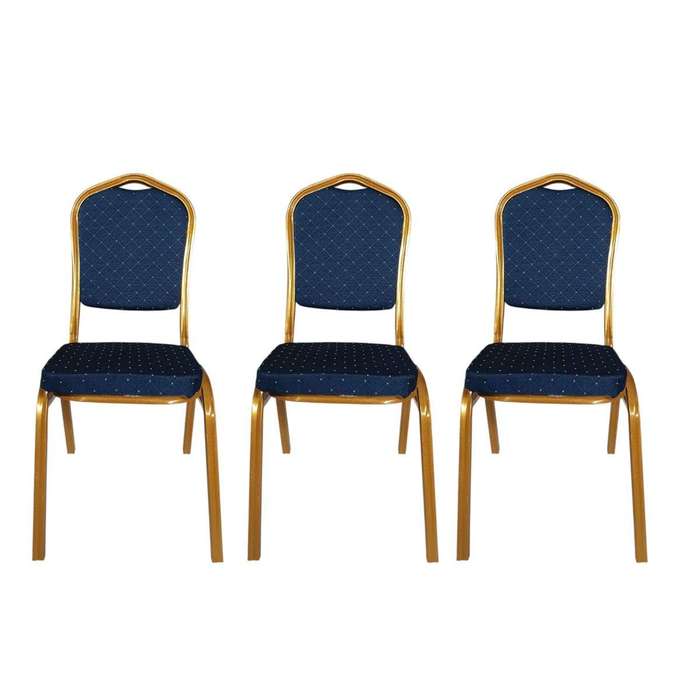 SMTE Set of 3 - Blue Steel Frame Conference Chairs with keychain