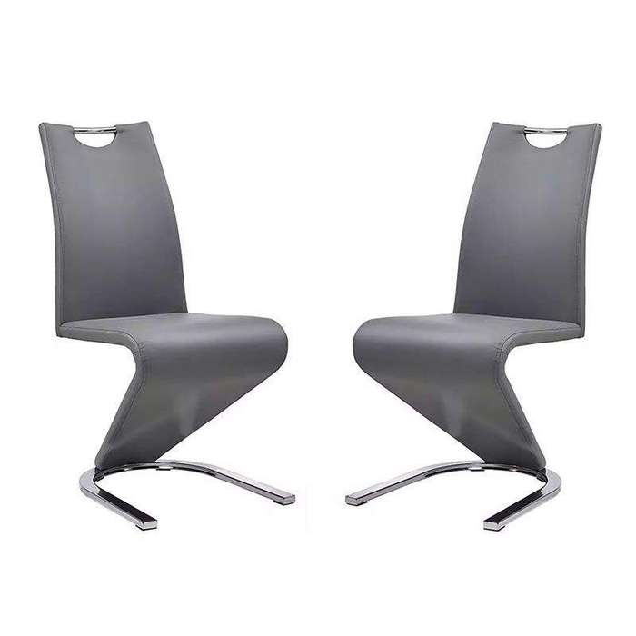 SMTE Set of 2 Z-Shape Luxury and Modern Dining Chairs - Grey with keychain