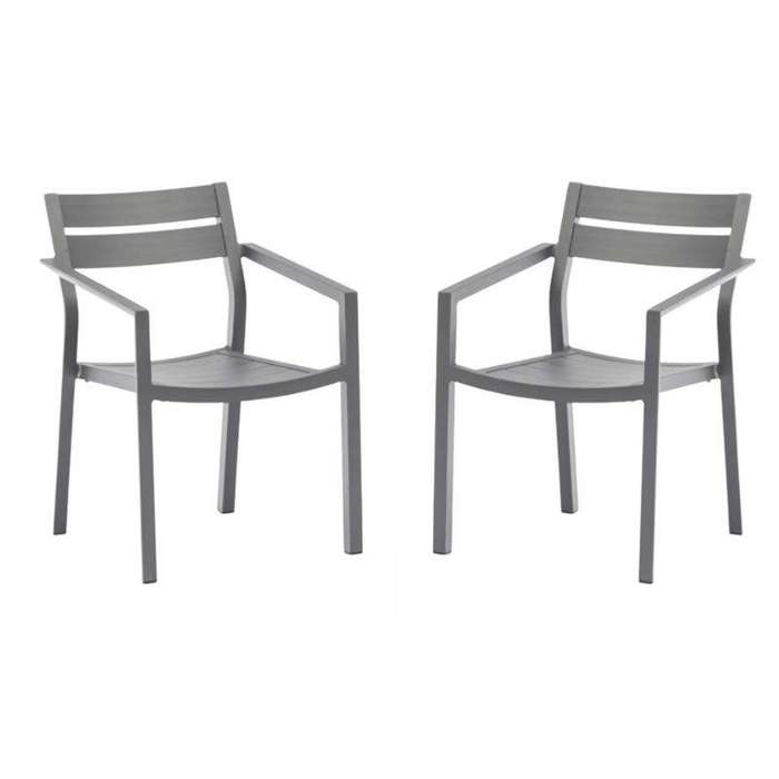 SMTE Set of 2 Outdoor Patio Dining Armchairs with keychain