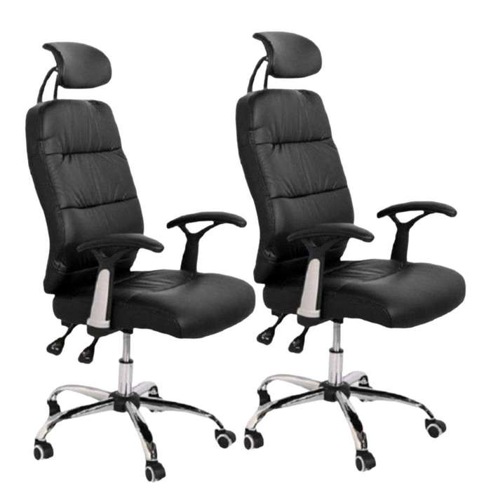 SMTE Sastro - 2 PU Leather Reclining Office Chair with Head And Arm rests - Black with keychain