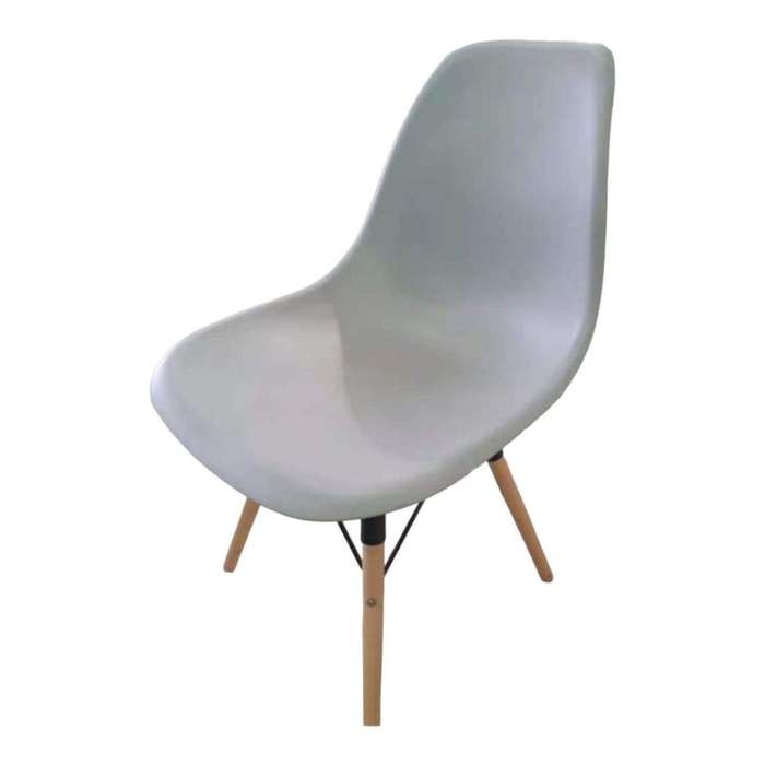 Smte - Plastic Chair with wooden legs -white with keychain
