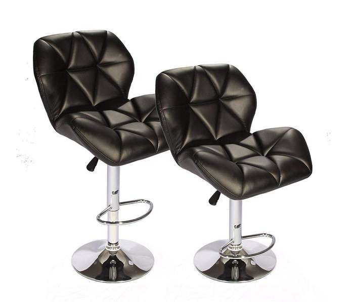 SMTE Hazlo Set of 2 Adjustable Kitchen Bar Stools - Black with keychain