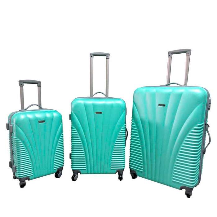 SMTE 3 Piece Blue Star Luggage Set - Applegreen with keychain