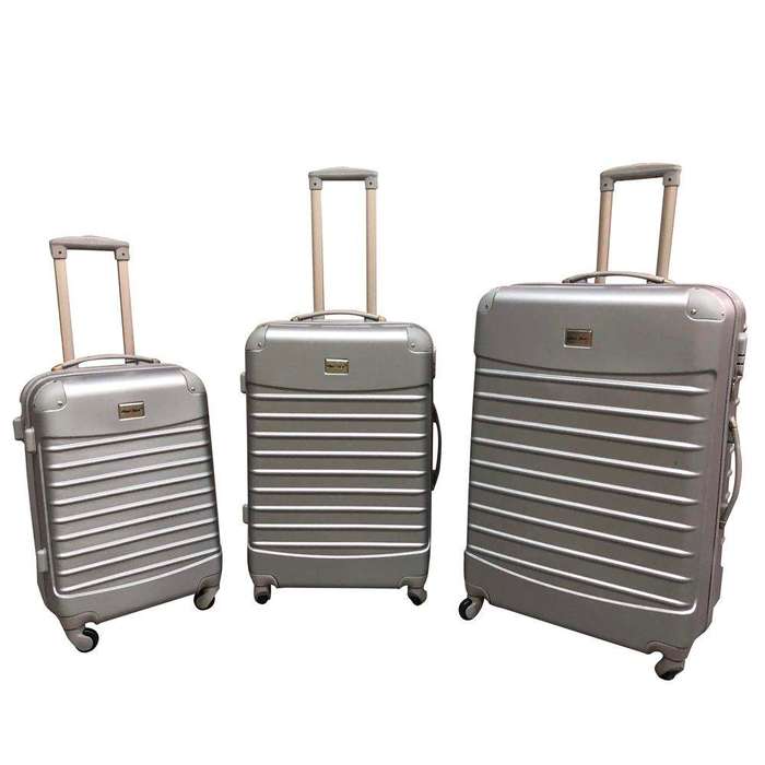 SMTE 3 Piece Luggage Set  - Green - Silver with keychain