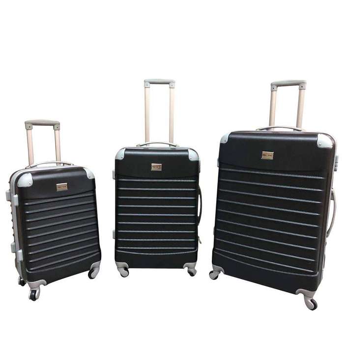 SMTE 3 Piece Luggage Set  - Green - Black with keychain