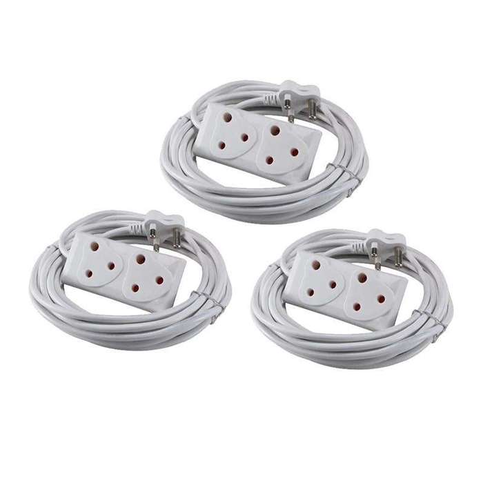 SMTE 5m Extension Cord With A Two-Way Multi-Plug Extension Lead Bulk 3 Pack with keychain