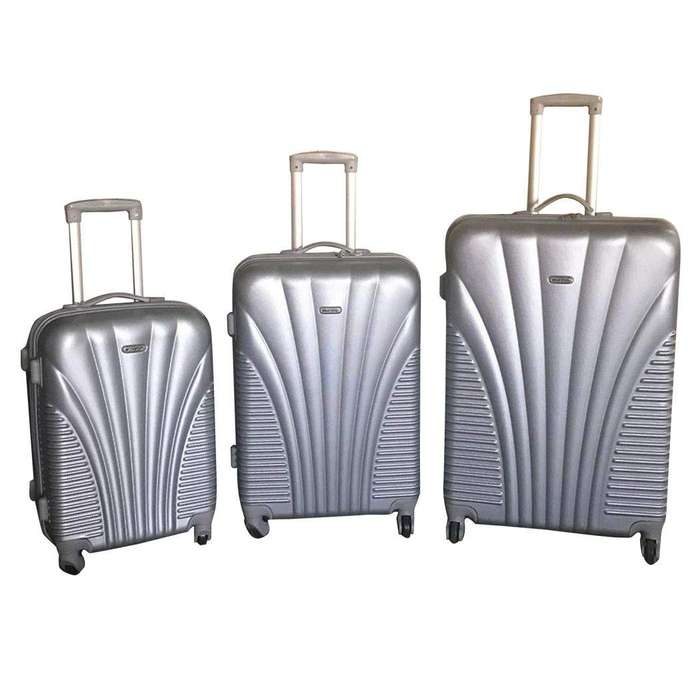 SMTE 3 Piece Blue Star Luggage Set - Silver with keychain