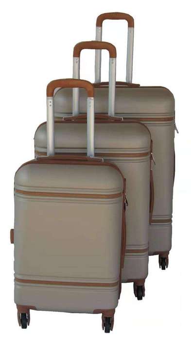SMTE 3 Piece Nexco Travel Luggage Bag Set - Gold with keychain
