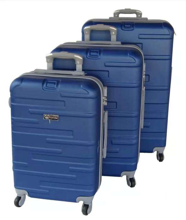 SMTE 3 Piece Holiday Travel Luggage Bag Set - Blue with keychain