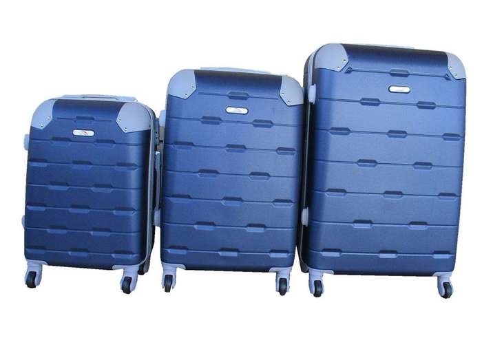 SMTE 3 Piece Luggage Set - Navy with keychain