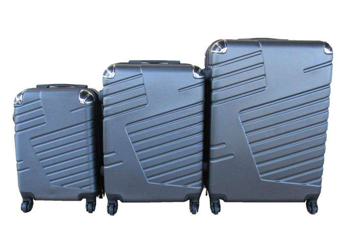 SMTE 3 Piece Luggage Set - 27 inch - Black with keychain
