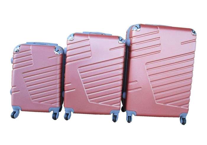 SMTE 3 Piece Luggage Set - Red Rose Gold with keychain