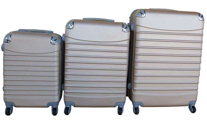 SMTE 3 Piece Luggage Set - Gold with keychain