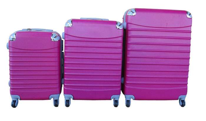 SMTE 3 Piece Luggage Set - Hot Pink with keychain