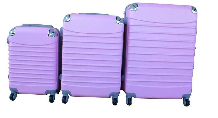 SMTE 3 Piece Luggage Set - Light Pink with keychain