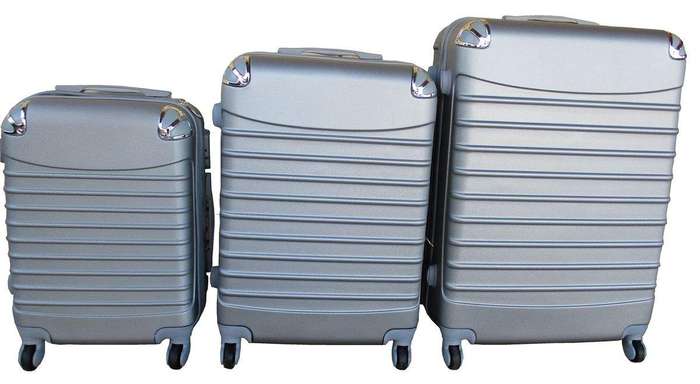 SMTE 3 Piece Luggage Set - Silver with keychain