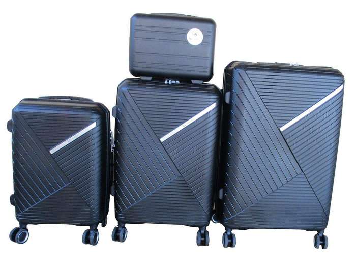 SMTE Unbreakable Travel Luggage 4 Piece Suitcases Spinner - Black with keychain
