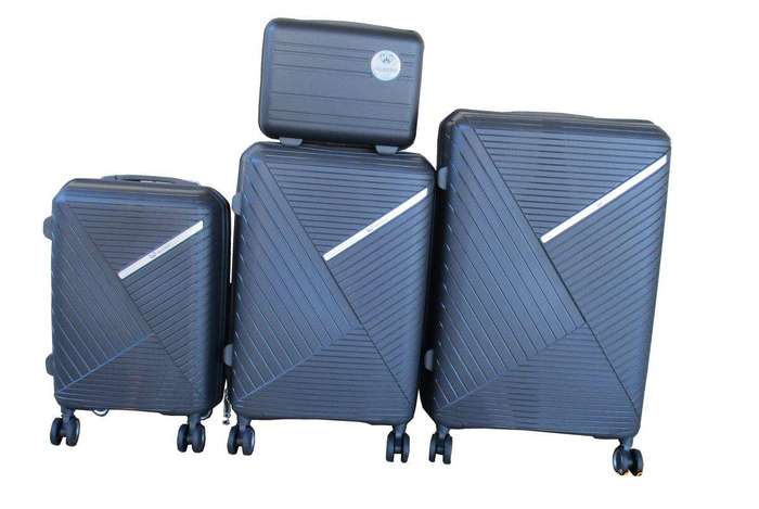 SMTE Unbreakable Travel Luggage 4 Piece Suitcases Spinner - Dark Grey with keychain