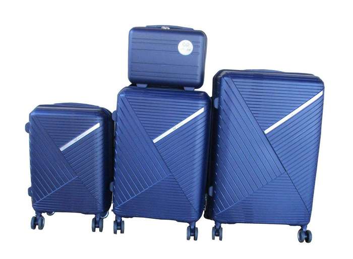 SMTE Unbreakable Travel Luggage 4 Piece Suitcases Spinner - Royal Blue with keychain