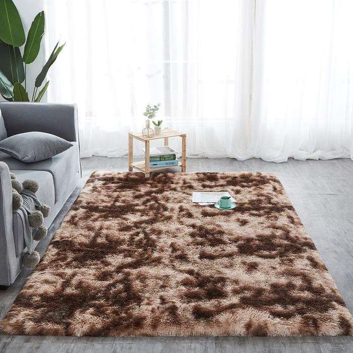 SMTE Fluffy Carpet - Rug Dark Brown Mix with keychain