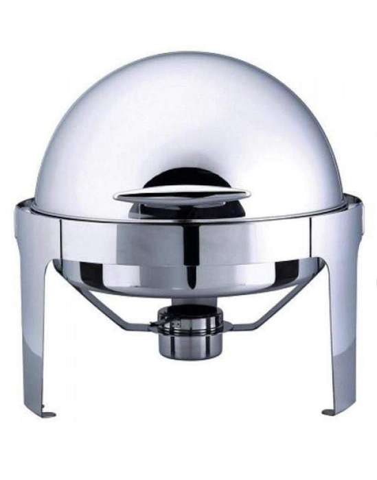 SMTE Stainless Roll Top Round Chafing Dish With Lid with keychain