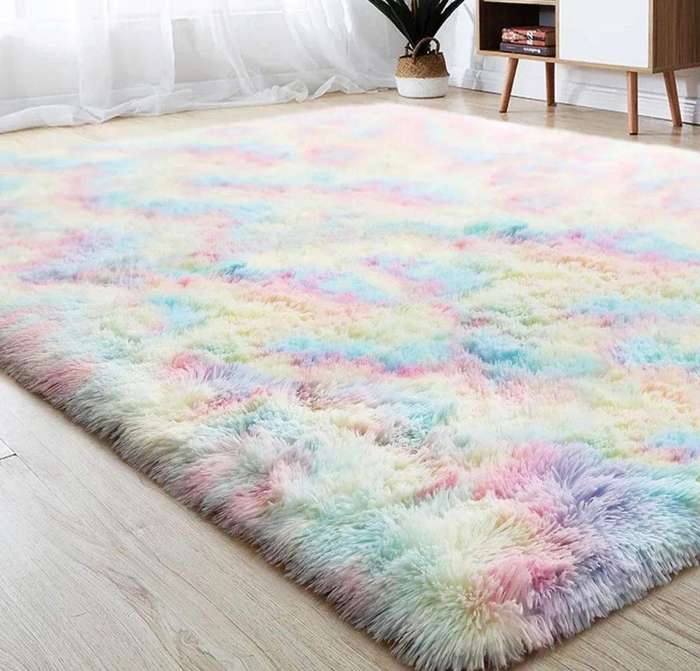 SMTE Fluffy Carpet/Rug- Rainbow with keychain