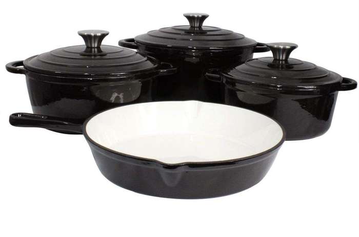 SMTE Dutch Cast Iron Ceramic 7 Pot - Black with keychain