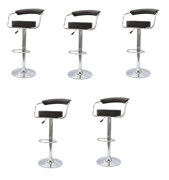 SMTE Round Arm Bar Stools - 5 Piece - Black with keychain