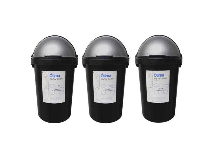 SMTE Flip-Top Dustbin 25L- Set of 3 with keychain