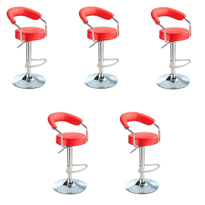 SMTE Round Arm Bar Stools - 5 Piece - Red with keychain