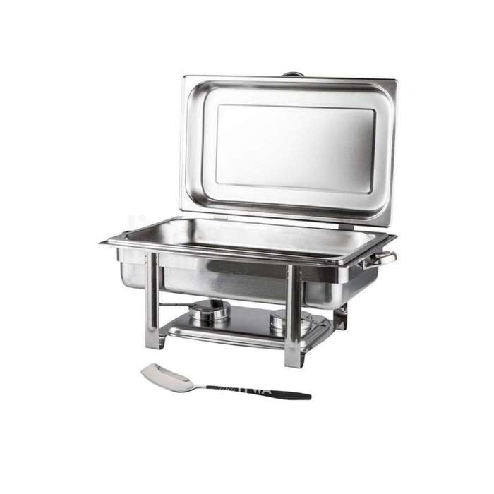 SMTE Stainless Steel Single Tray Chafing Dish - Food Warmer & Serving Spoon with keychain