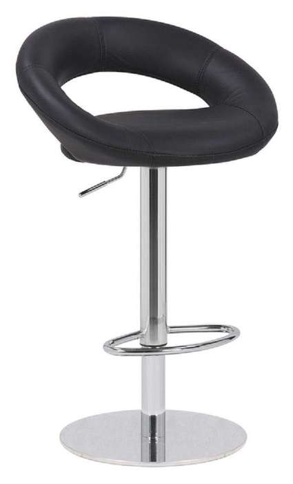 SMTE Faux Leather Swivel Cut-out Bar Stool - Black with keychain
