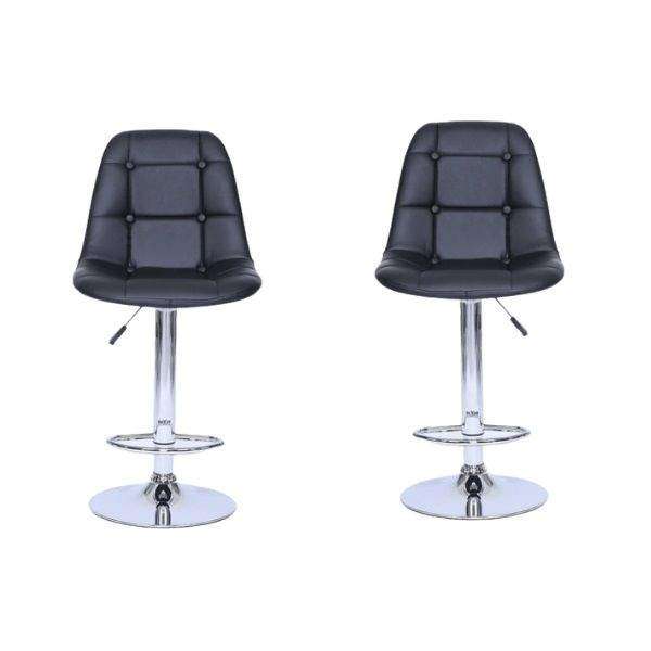 SMTE Chic Bucket Seat Bar Stools - Set of 2 - Black with keychain