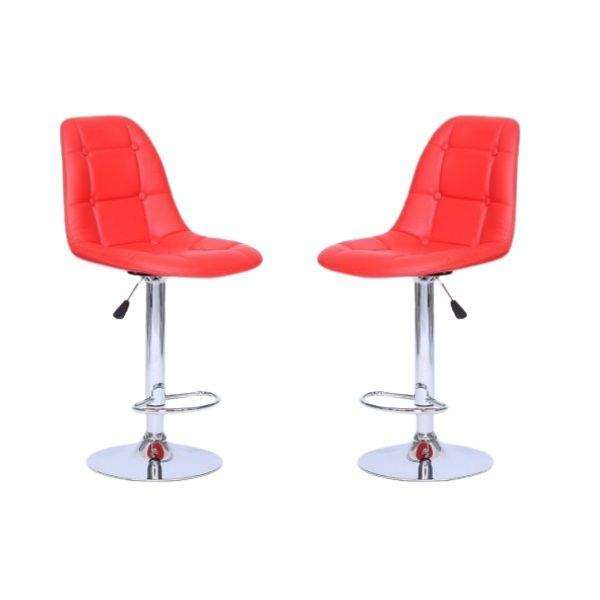 SMTE Chic Bucket Seat Bar Stools - Set of 2 - Red with keychain