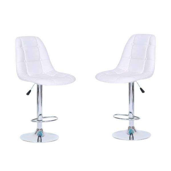 SMTE Chic Bucket Seat Bar Stools - Set of 2 - White with keychain