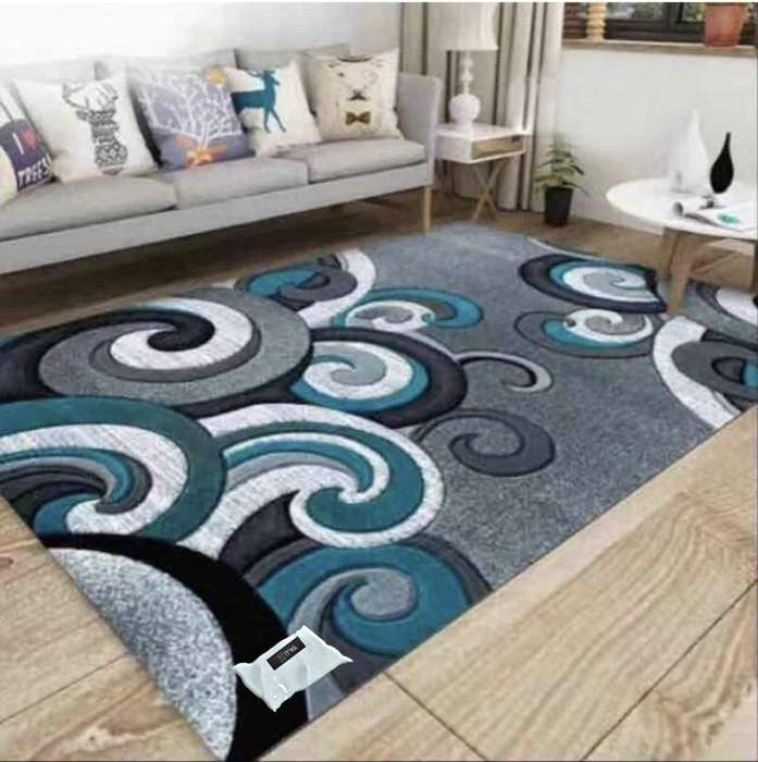 SMTE Modern 3D Geometric Design Area 2 Rug & Complementary IH Tieback with keychain