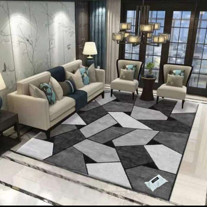 SMTE Modern 3D Geometric Design Area 9 Rug & Complementary IH Tieback with keychain
