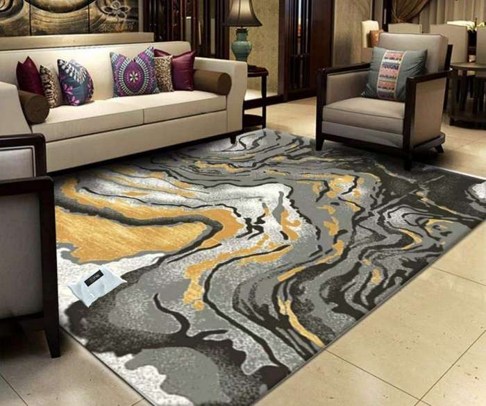 SMTE Modern 3D Geometric Design Area 11 Rug & Complementary IH Tieback with keychain