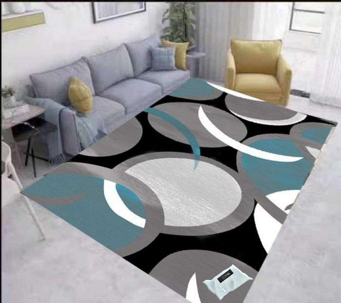 SMTE Modern 3D Geometric Design Area 18 Rug & Complementary IH Tieback with keychain