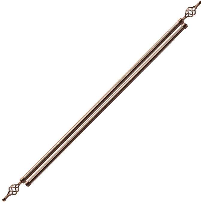 SMTE Expandable Curtain Double Rod With Twisted Cage Finial - 3m & IYWA Tieback - Bronze with key...
