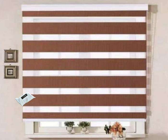 SMTE Mordern Readymade Quality Roller Blind ? Textured Brown & IYWA Tieback - 180.0 L x 150.0 W c...