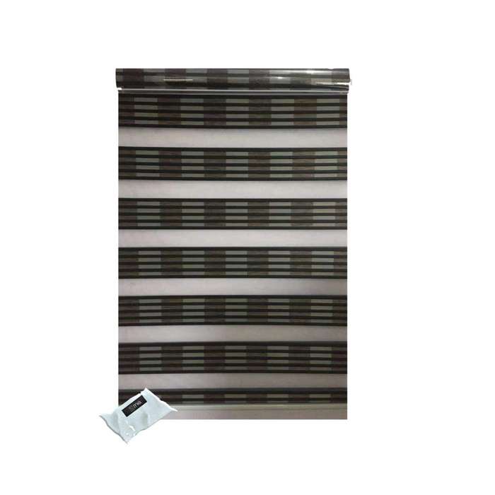 SMTE Mordern Readymade Zebra Roller Blind ? Textured Black & IYWA Tieback - 150.0 L x 120.0 W cm ...