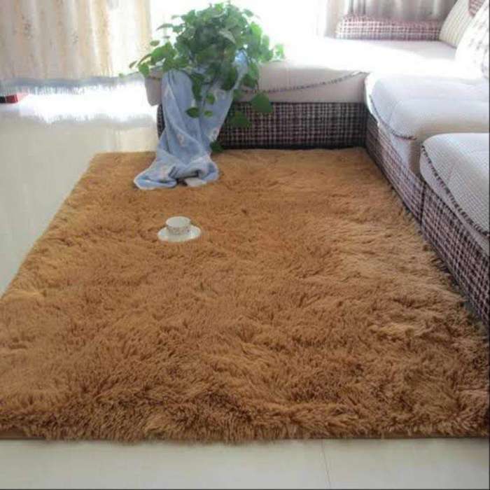 SMTE Fluffy Carpet - Shaggy & Foldable Rug Brown with keychain