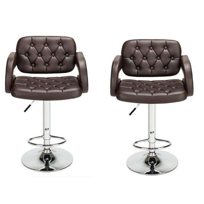 SMTE Bar Stools with Chrome Base - Set of 2 with keychain