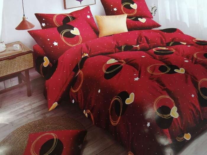 SMTE 6 Piece Red Heart Duvet Cover Set with keychain