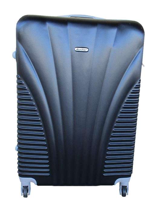 SMTE Blue Star 1 Piece Hard Outer Shell Luggage 24" - Black with keychain