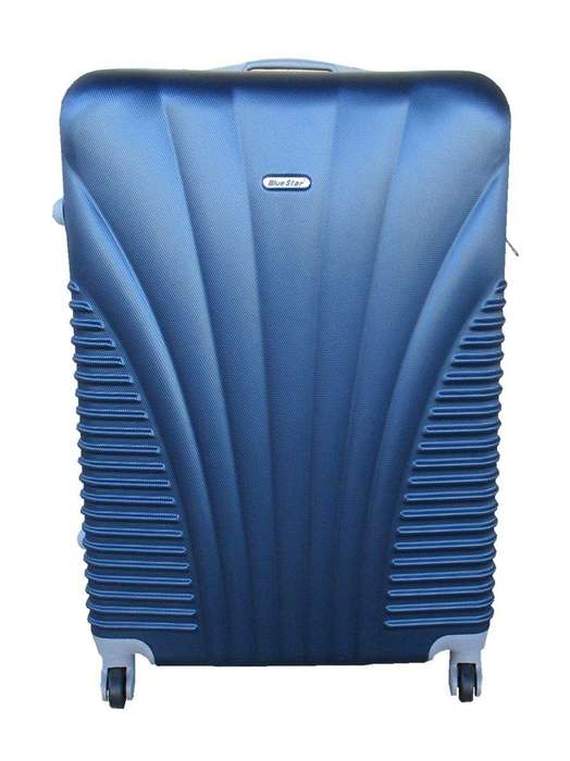 SMTE Blue Star 1 Piece Hard Outer Shell Luggage 24" - Dark Blue with keychain