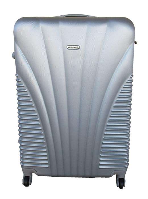 SMTE Blue Star 1 Piece Hard Outer Shell Luggage 24" - Silver with keychain